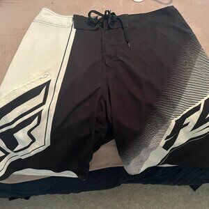 FLY Racing Men's 34 Board Shorts/Swim Trunks Black White